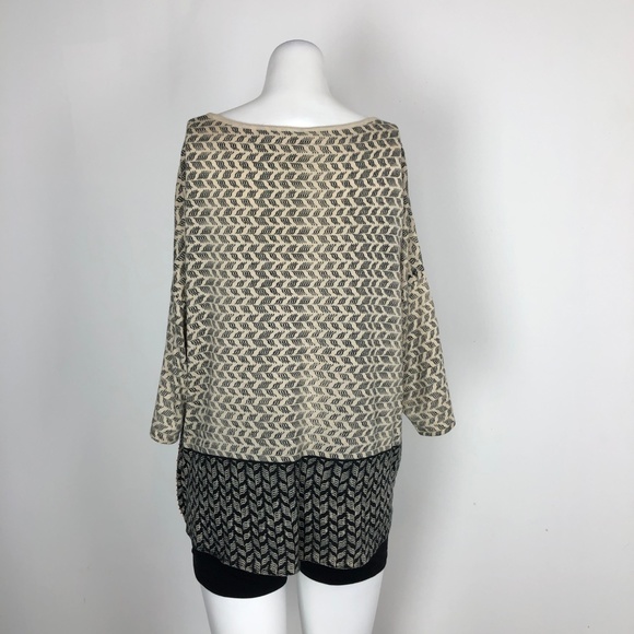 MOTH Tiered Beaded Printed Sweater Top 3/4 Sleeve - Picture 5 of 7